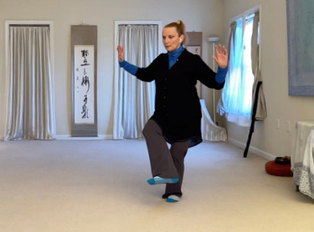 Ranna demonstrates Kick Across Body to Apparent Close in the 2nd 3rd of Yang Lo Chan Tai Chi. © All rights reserved.